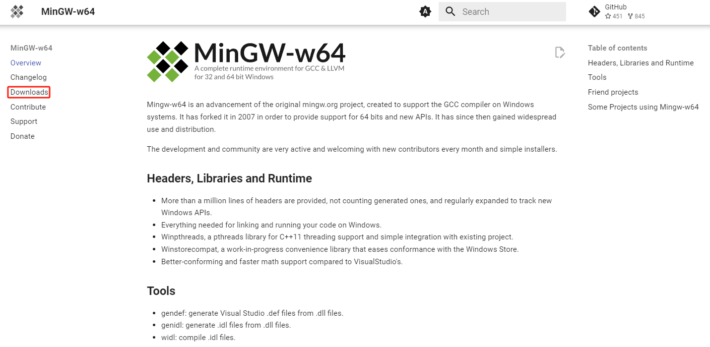 MinGW-w64 官网